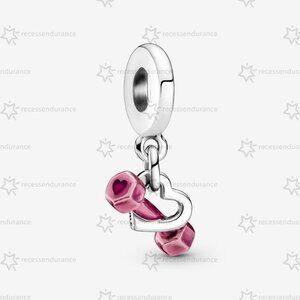 Pandora Dumbbell & Heart Dangle Charm
